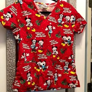 Mickey mouse Christmas scrub top